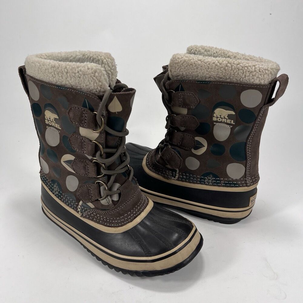Sorel Women’s PAC Graphic Brown Waterproof Insulated‎ Winter Boots Size 6 Snow